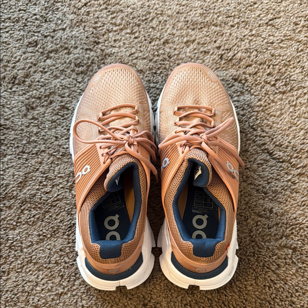 On Running Orange + Navy Athletic Shoes - Picture 3 of 8